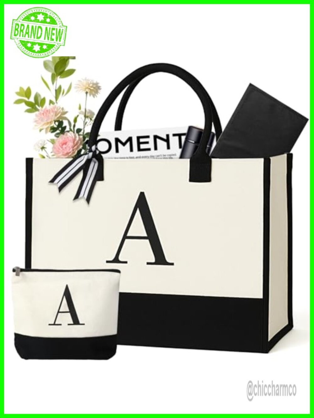 Personalized Canvas Tote Bag Monogrammed Gift for Women